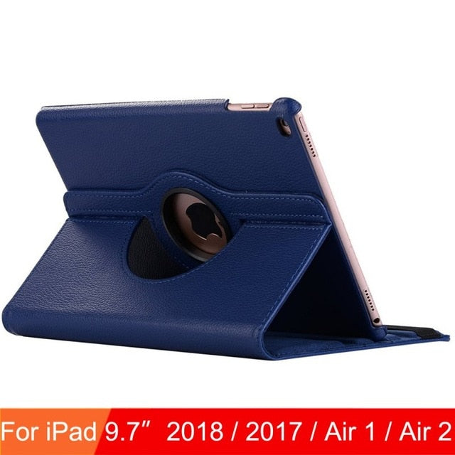 360 Degree Rotating Leather Smart Cover Case for Apple iPad Air 1 Air 2 5 6 New iPad 9.7 2017 2018 5th 6th Generation
