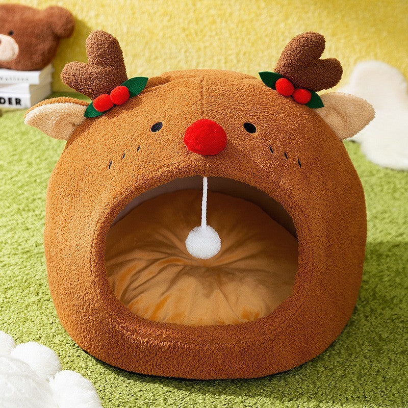 Toast bread pet open semi closed bed for cats and dogs