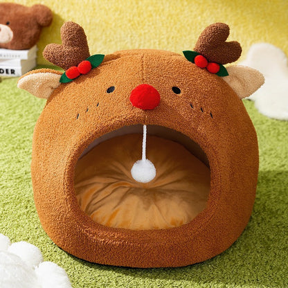 Toast bread pet open semi closed bed for cats and dogs