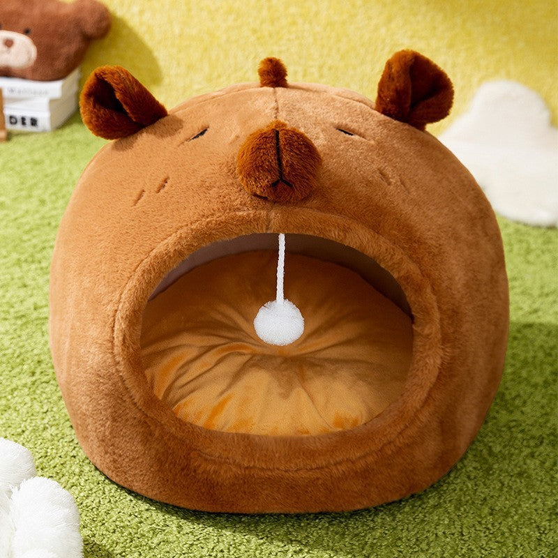 Toast bread pet open semi closed bed for cats and dogs