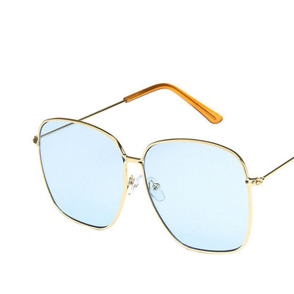 Large frame Square Women Sunglasses Classic Retro Street Beat Metal Mirror Glasses-Unisex
