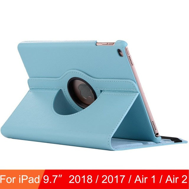 360 Degree Rotating Leather Smart Cover Case for Apple iPad Air 1 Air 2 5 6 New iPad 9.7 2017 2018 5th 6th Generation