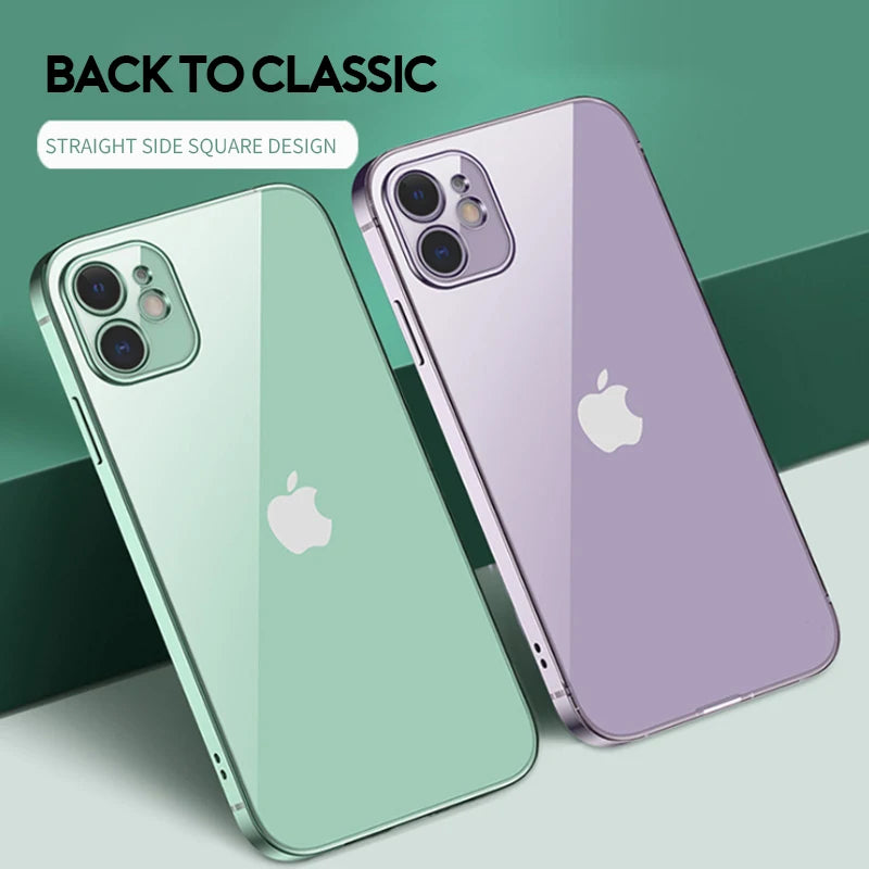 New Square Plating Soft Case For iPhone 11 Pro 11Pro Max Transparent Clear Phone Case Cover