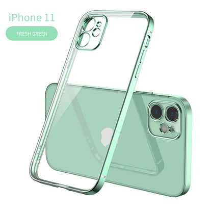 New Square Plating Soft Case For iPhone 11 Pro 11Pro Max Transparent Clear Phone Case Cover