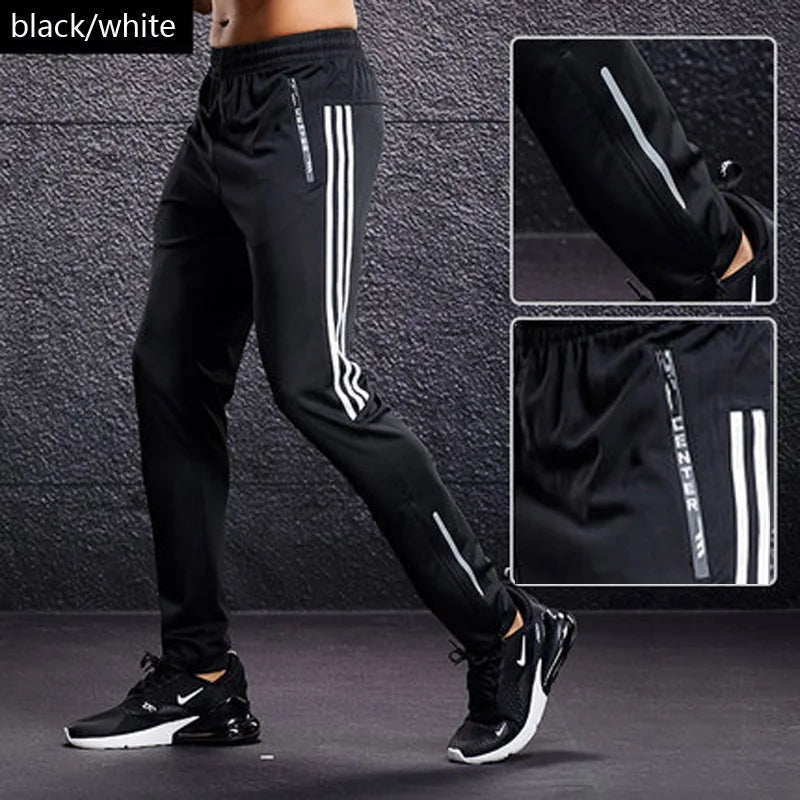 New Sport Men's Running Pants With Zipper Pockets Training and Joggings