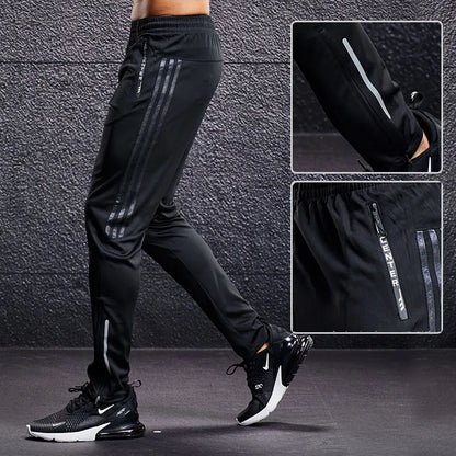 New Sport Men's Running Pants With Zipper Pockets Training and Joggings