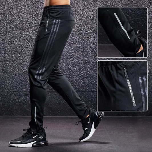 New Sport Men's Running Pants With Zipper Pockets Training and Joggings