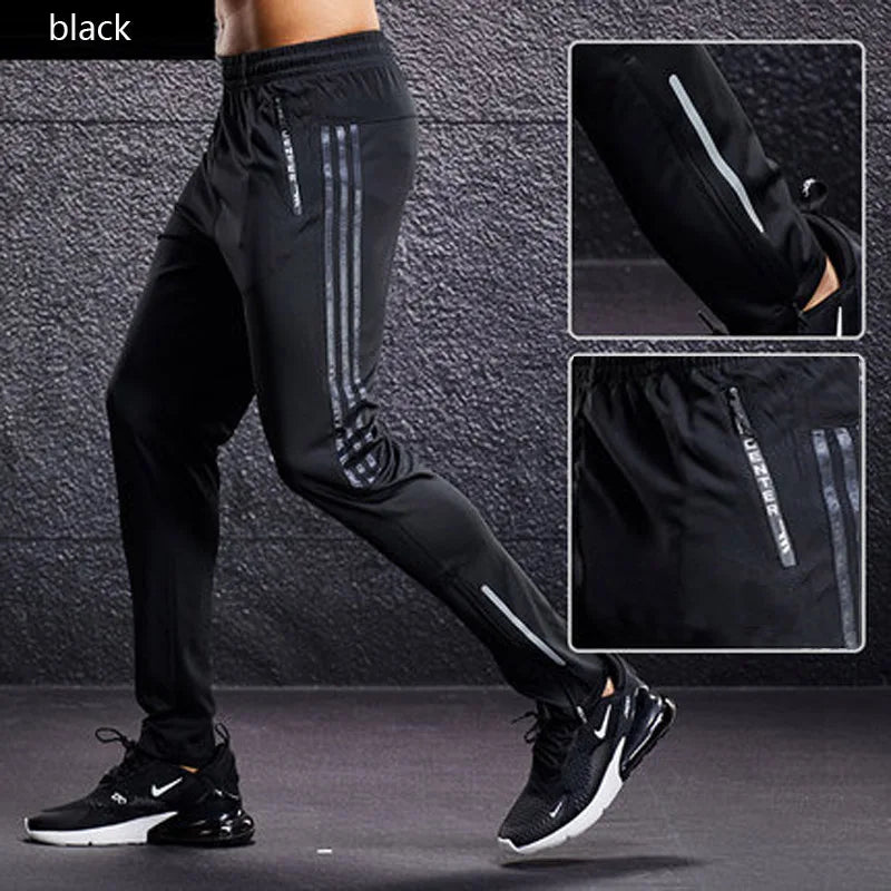 New Sport Men's Running Pants With Zipper Pockets Training and Joggings