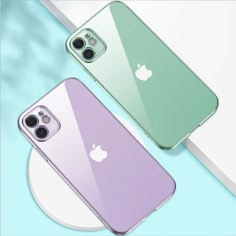 New Square Plating Soft Case For iPhone 11 Pro 11Pro Max Transparent Clear Phone Case Cover