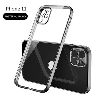 New Square Plating Soft Case For iPhone 11 Pro 11Pro Max Transparent Clear Phone Case Cover