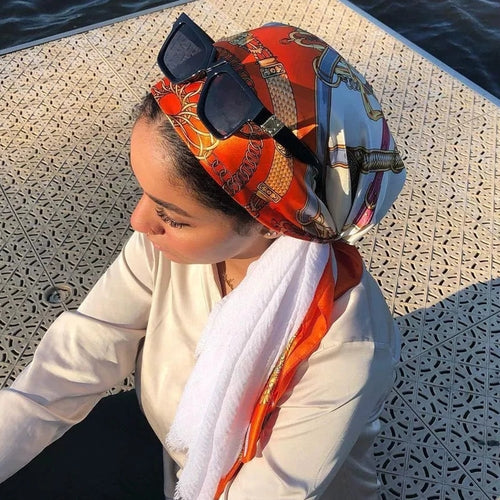Beach head scarf perfect for any outdoor scene and can be worn in any season